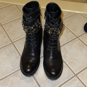 Black Jeweled Combat Boots